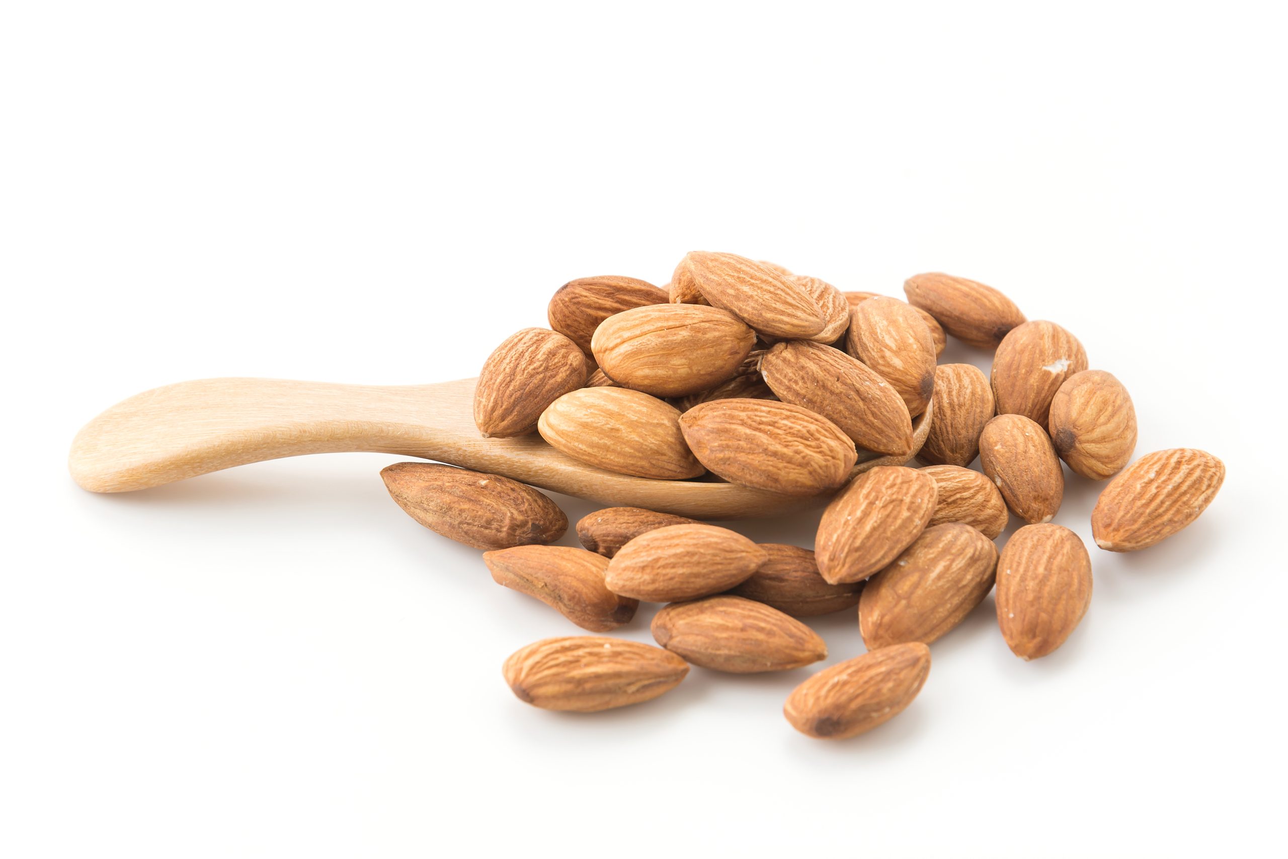 almonds on white background